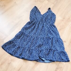 SHEIN Blue Floral V-Neck Spaghetti Strap Mini Dress Size XS